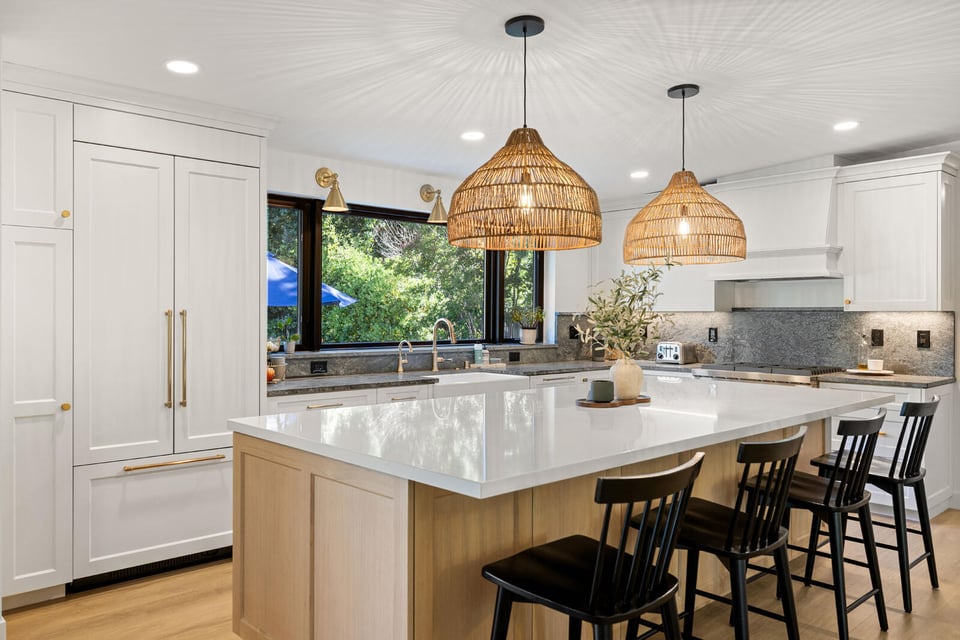 luxury-kitchen-remodel-sacramento-ca-marble-countertops-rattan-lights