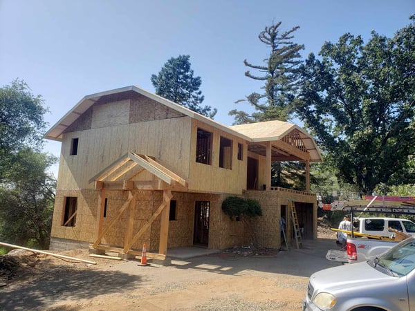 Custom two-story home construction project with framing and plywood by H&H Builds in Sacramento, CA