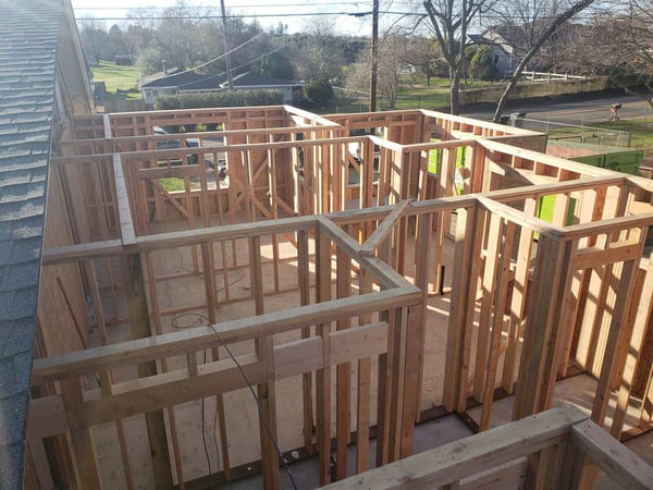 Framing for a custom home construction project by H&H Builds in Sacramento, CA